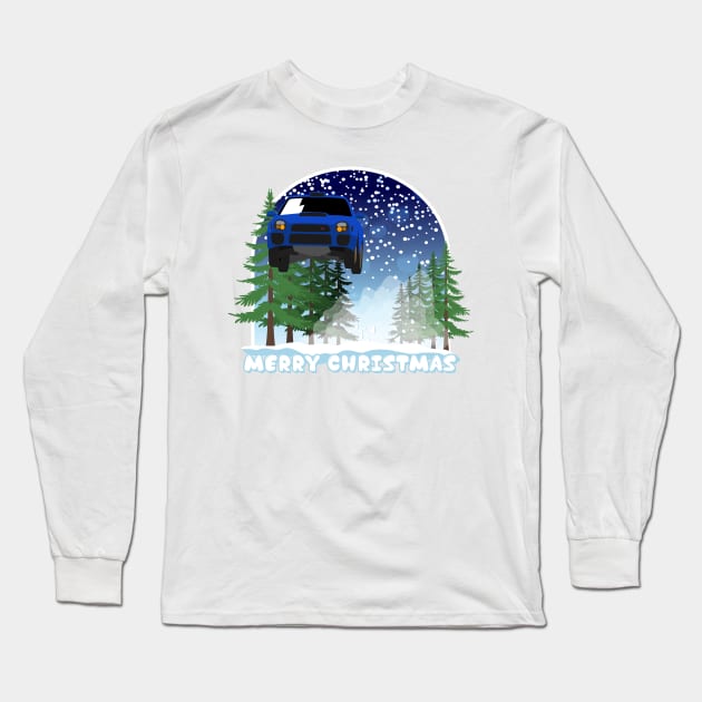 Bugeye Christmas Rally Car Jump Long Sleeve T-Shirt by HSDESIGNS